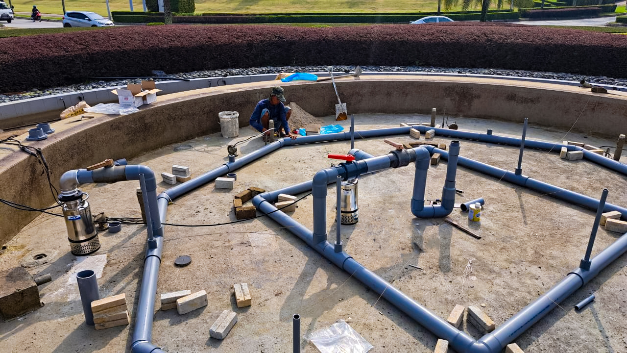 马来西亚 士毛月大型住宅区景观喷水池